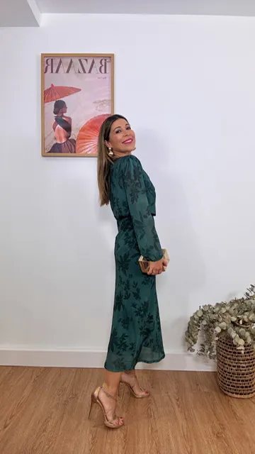 Vestido Invitada Flora Verde