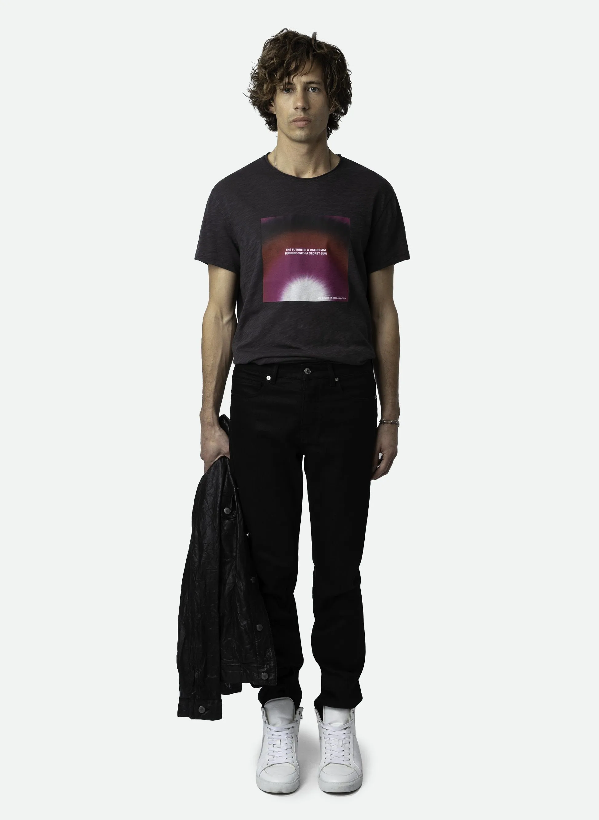 ZADIG&VOLTAIRE TOBY  CAMISETA ESTAMPADA DE ALGODóN ORGáNICO EN GRIS