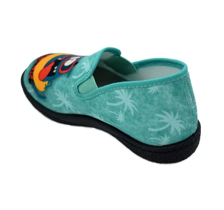 ZAPATILLA ROAL 12102 ELÁSTICOS TEXTIL VERDE SERIGRAFÍA MONSTRUO PLANTILLA PLUMAFLEX 26114